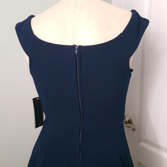 City Studio Navy Blue Deep V Neck Dress - Picture 8 of 8